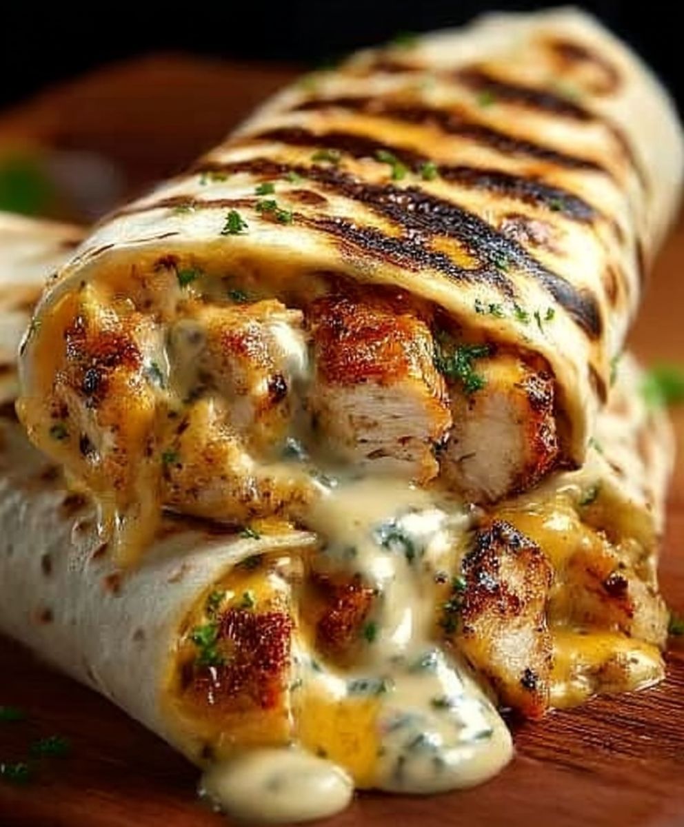 Cheesy Garlic Chicken Wraps