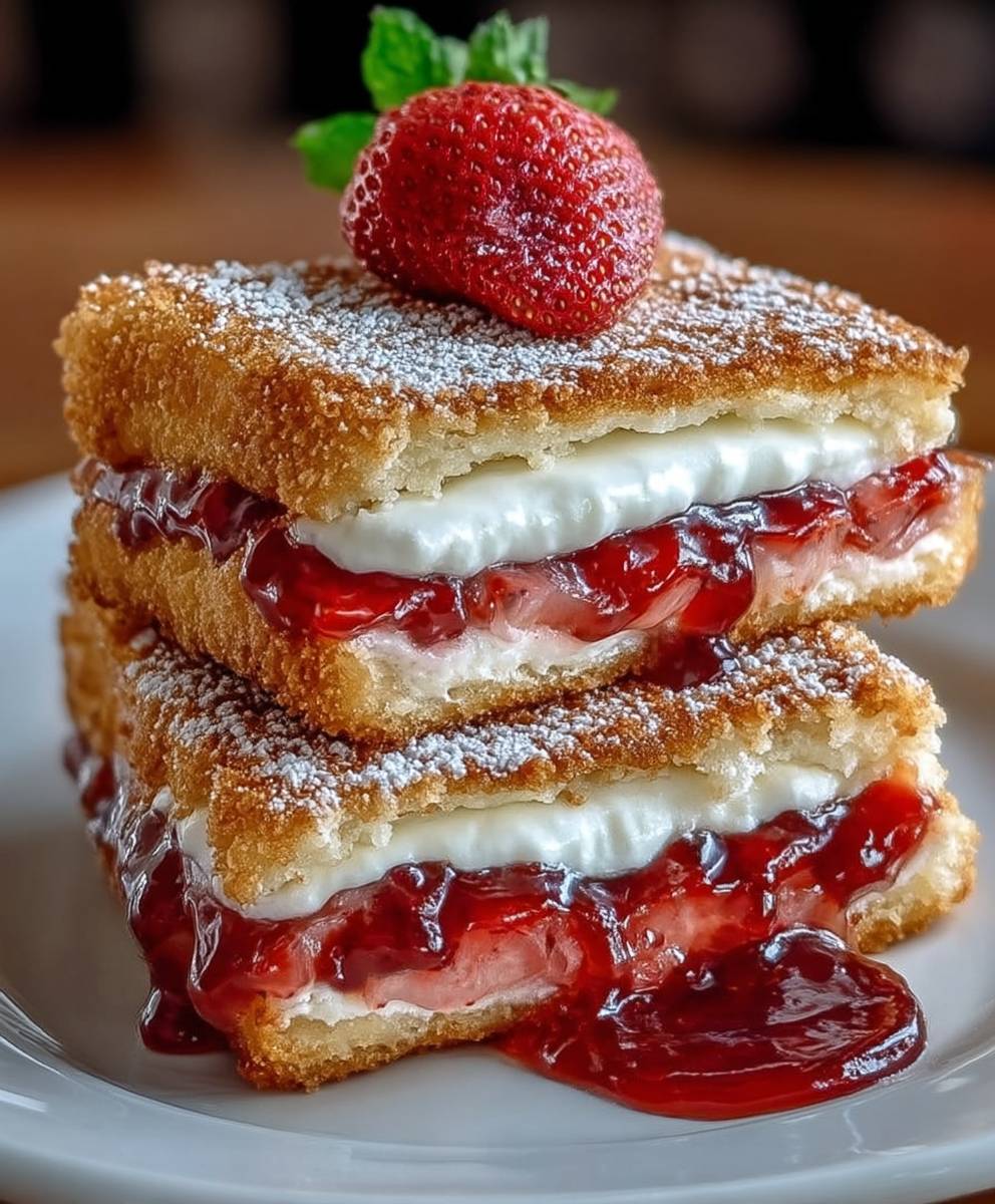 Fried Strawberry Cheesecake Sandwiches