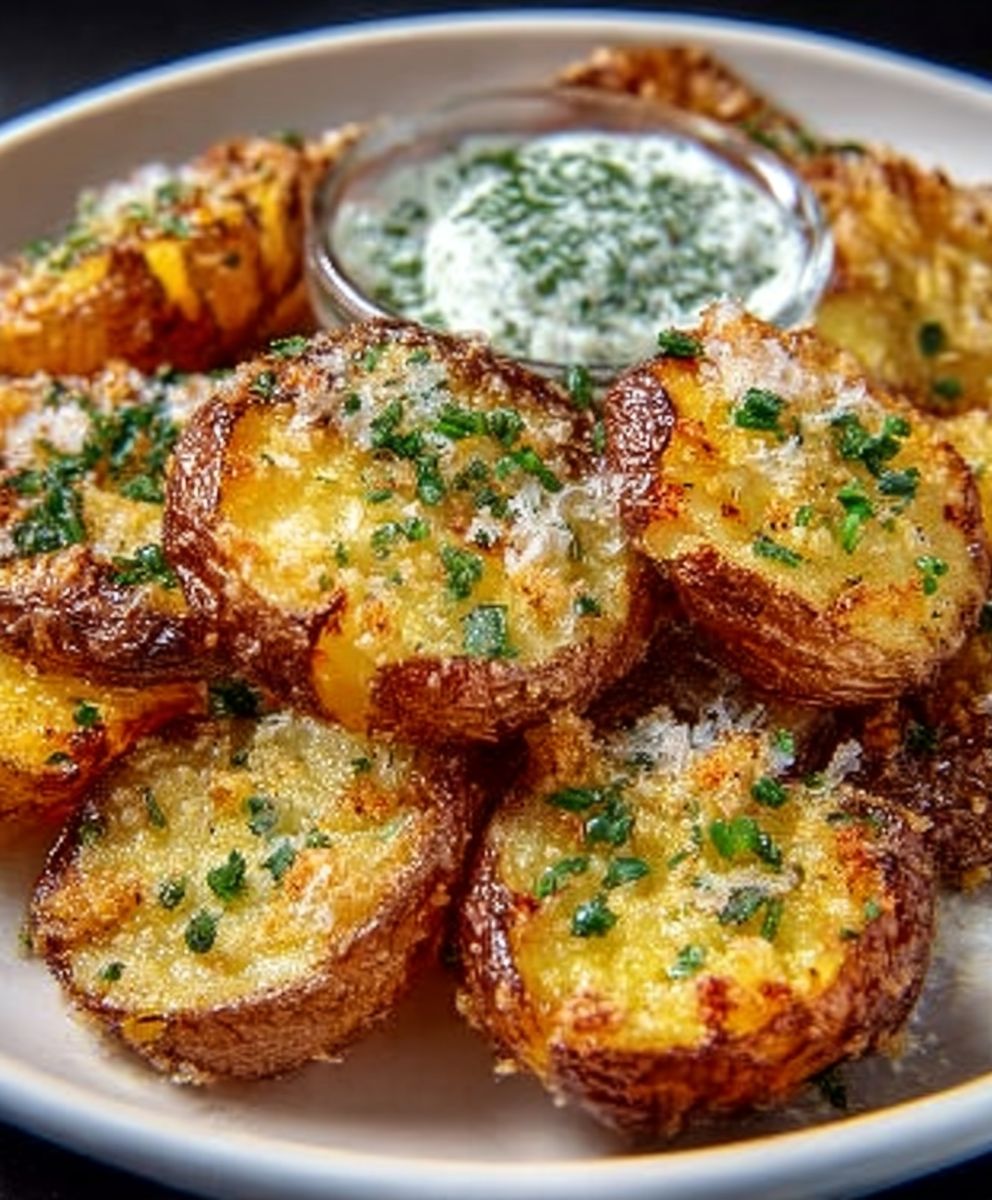 Garlic Parmesan Smashed Potatoes