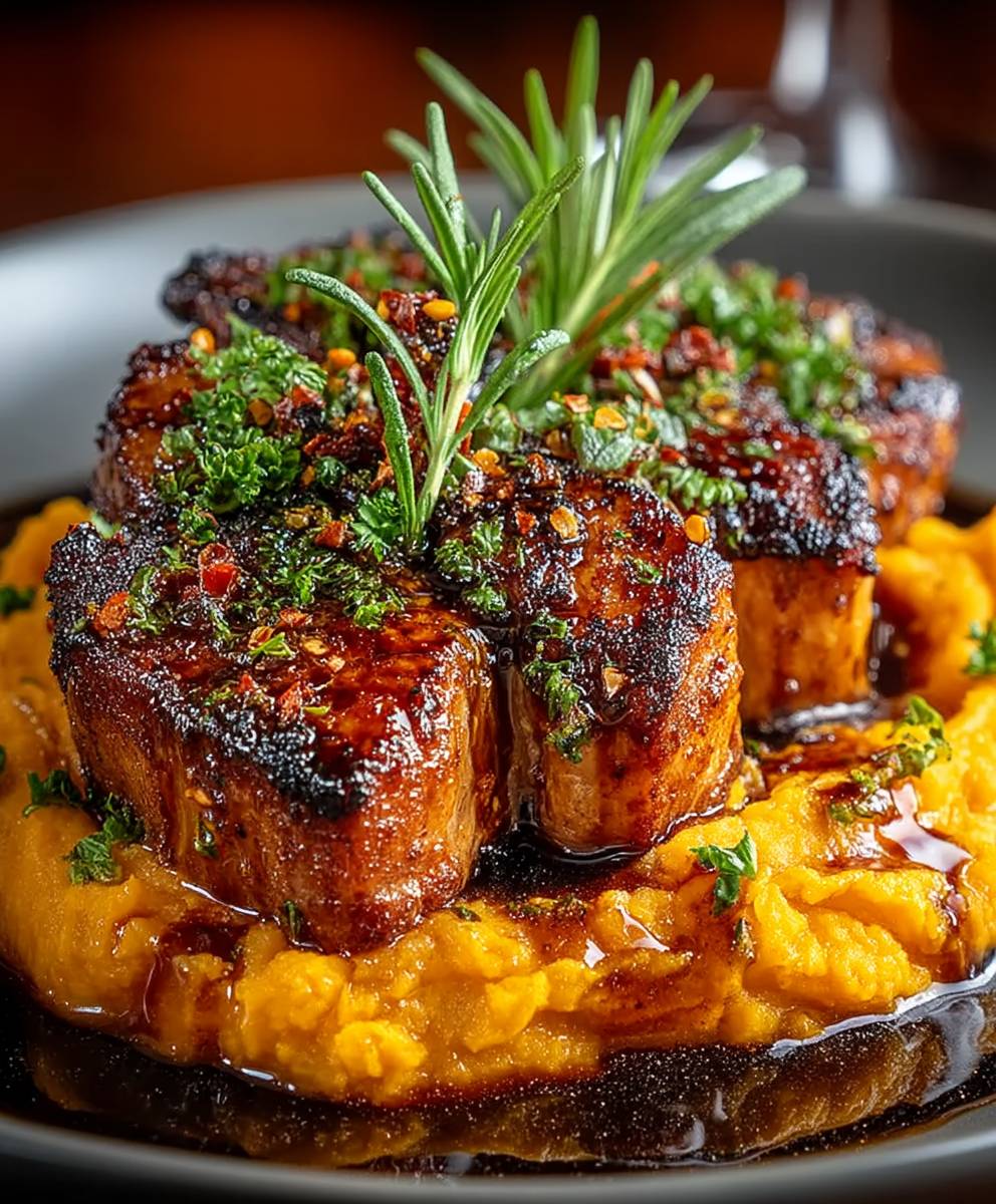 Apple Cider Pork Mashed Sweet Potatoes