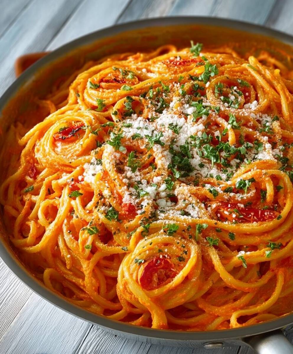 Roasted Red Pepper Pasta | Creamy Easy Weeknight Dinner image 2